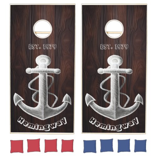 Customized Anchor Nautical Themed  Cornhole Set