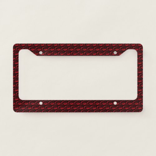 Customized and Personalized Red and Black Heart on License Plate Frame
