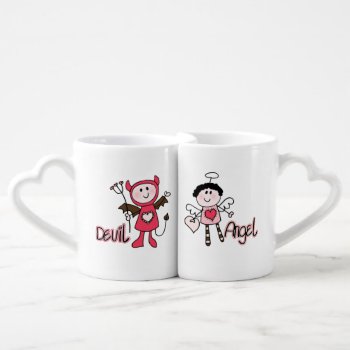 Customized Angel Devil Winged Heart Lovers Mugs by valentines_store at Zazzle