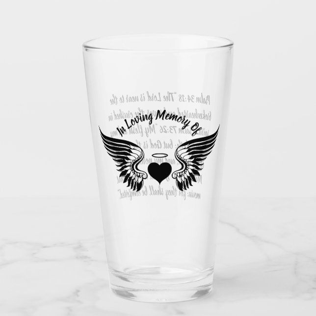 Customized Angel Prayer In Loving Memory  Glass (Front)