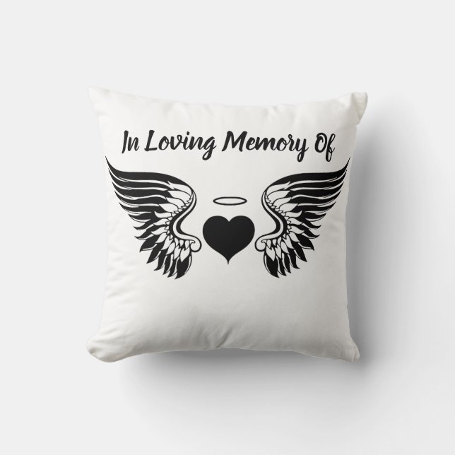 Customized Angel Wings In Loving Memory Throw Pillow (Front)