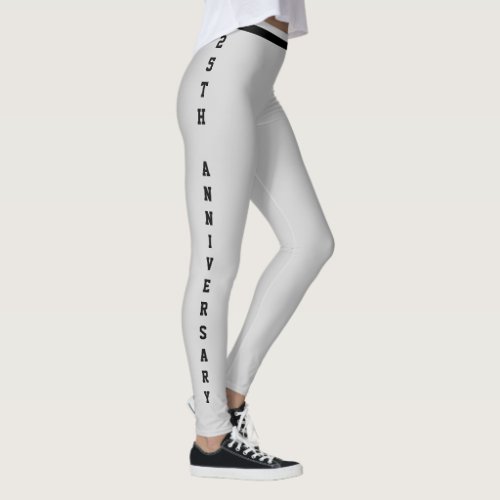Customized Anniversary Day Silver Black Monogram Leggings