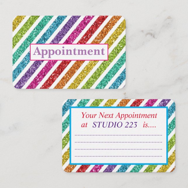 Customized Appointment Cards - Nail Salon Glitter (Front/Back)
