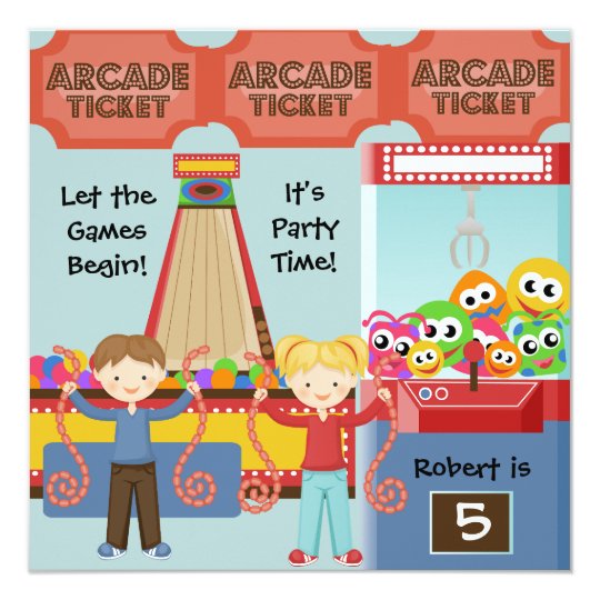 Customized Arcade Birthday Party Invitation Zazzle Com