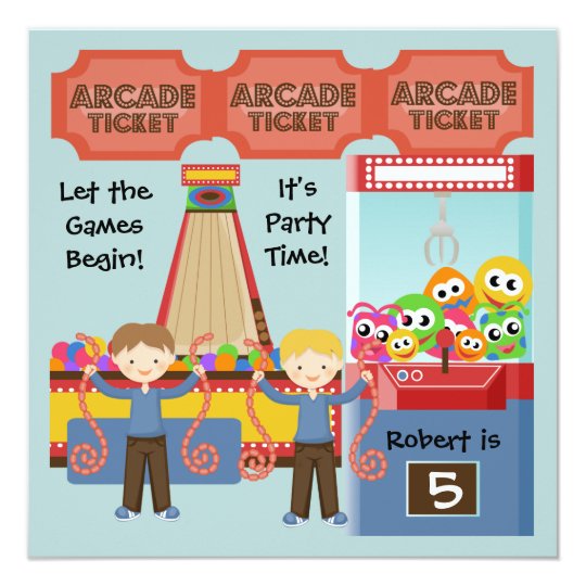 Customized Arcade Birthday Party Invitation Zazzle Com