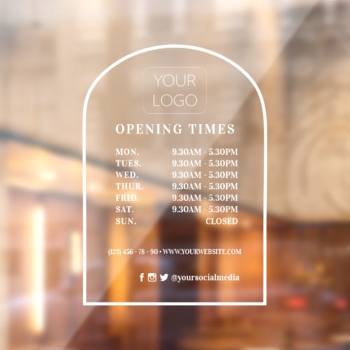 Customized Arch Frame Business Logo Opening Hours Window Cling