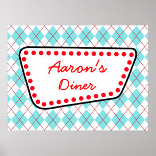Customized Argyle Diner Sign Poster