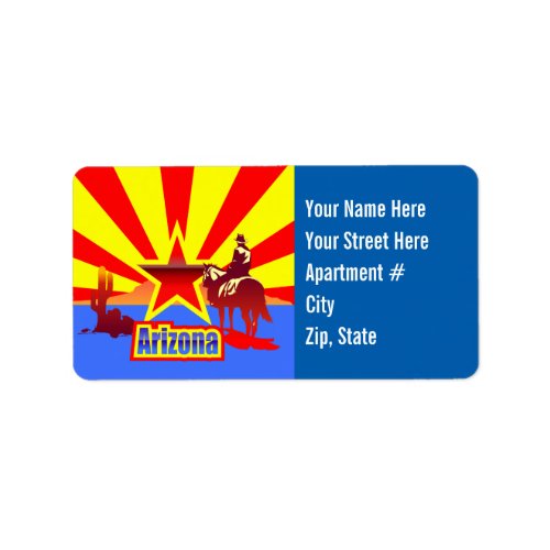 Customized Arizona State Flag Vintage Drawing Label