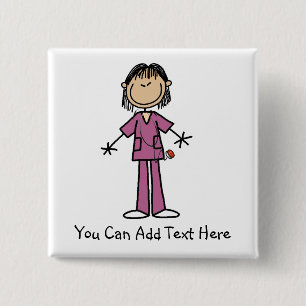 Customized Asian Stick Figure Nurse Button