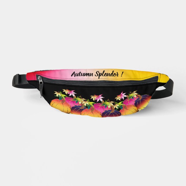 Customized Autumn Splendor Whimsical Pumpkin Fanny Pack (Front)