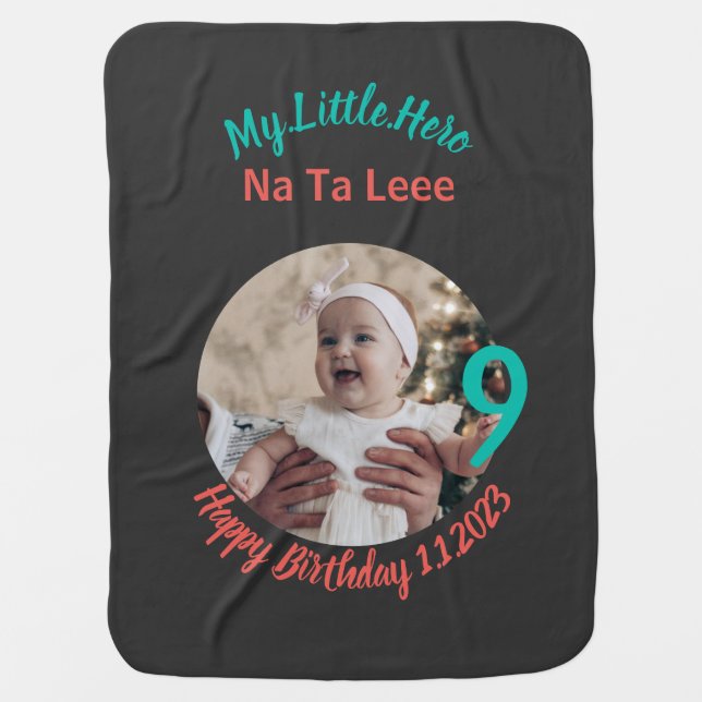 Customized Baby Birthday with Customized Blanket (Front)