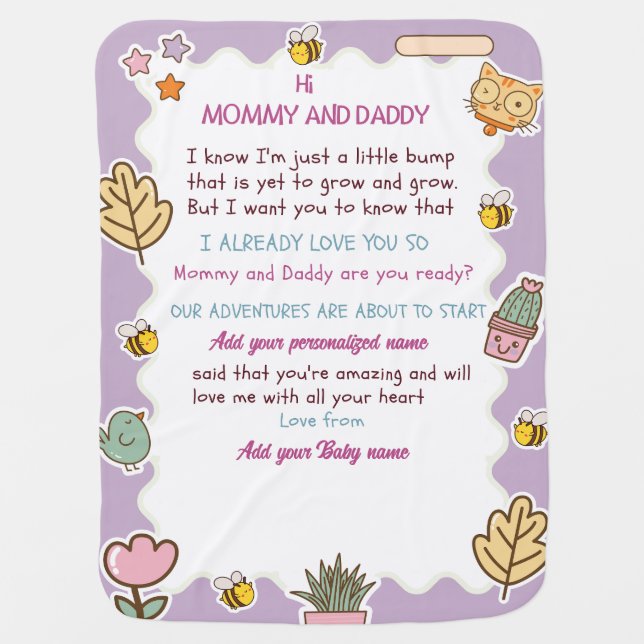 Customized Baby Blanket with Personalized Message (Front)