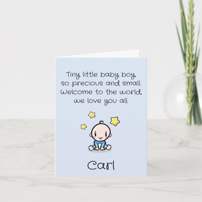 Customized Baby Boy Congratulations With Text,  Ca Card (Front)