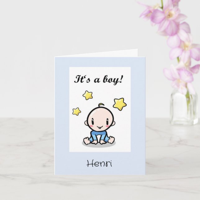 Customized Baby Boy Wishes, Birth, Congratulations Card (Orchid)