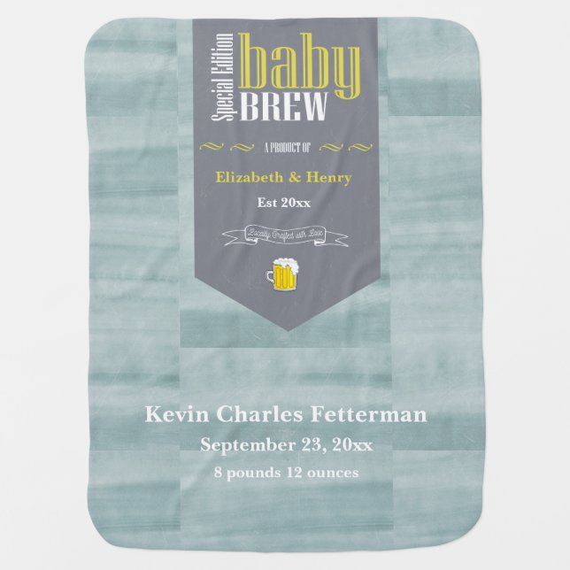 Customized Baby Brew Beer Label Funny  Baby Blanket (Front)