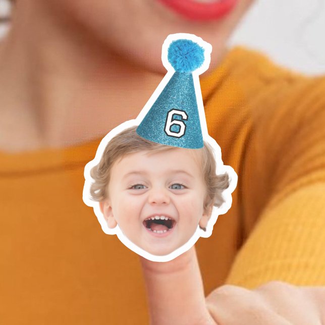 Customized Baby Face Photo Party hat Birthday Sticker (Creator Uploaded)