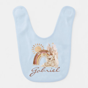 Customized Baby Name Boho Teddy Bear Rainbow Bib