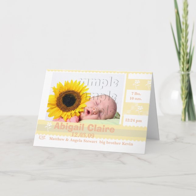 Customized Baby Photo Birth Announcement Card (Front)