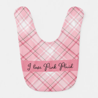Customized Baby Pink Plaid  Bib