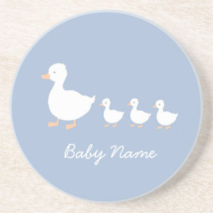 Customized Baby Shower Favor Cookies Blue Duckling Coaster