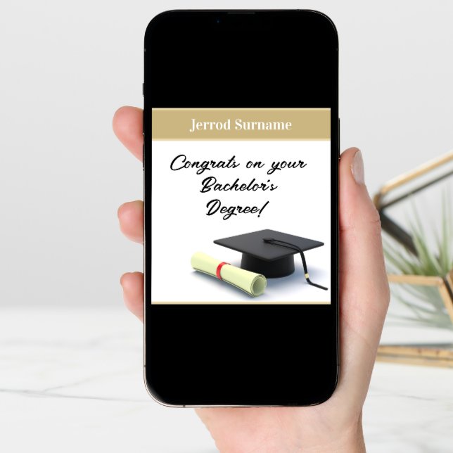 Customized Bachelor's degree graduation card (Front Digital)