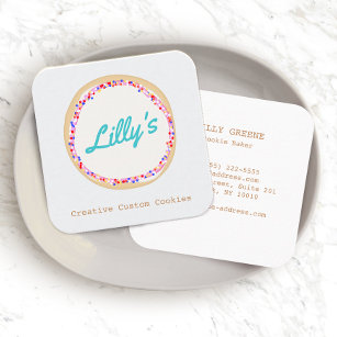 Customized Bakery Personalized Cookie Logo Square Business Card