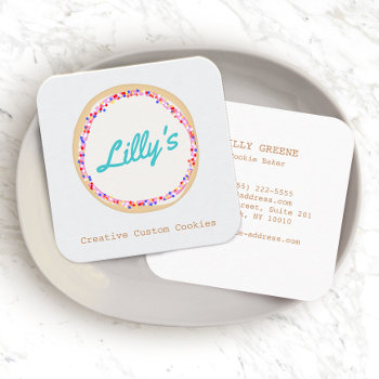 Customized Bakery Personalized Cookie Logo Square Business Card by sm_business_cards at Zazzle