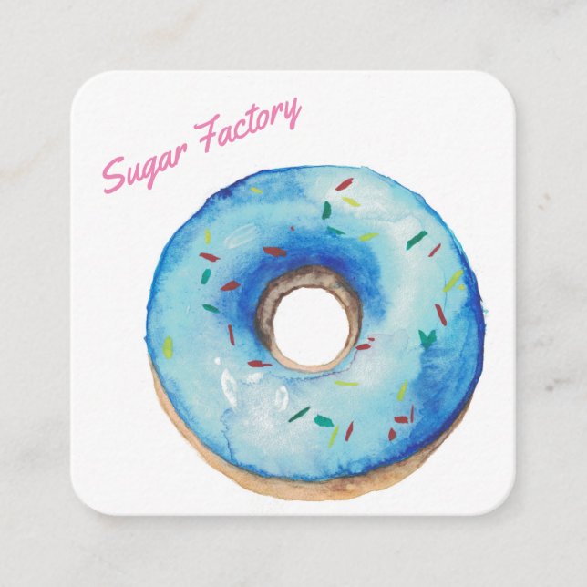 Customized Bakery Personalized Donut Logo Square Business Card (Front)
