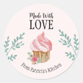 Made With Love Pink Cupcake Stickers