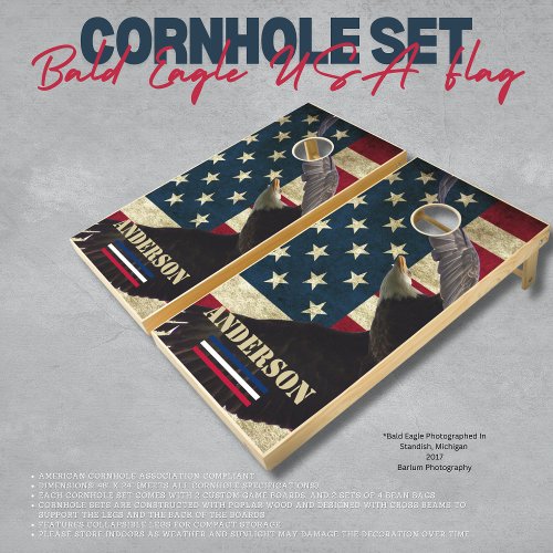 Customized Bald Eagle USA Flag Cornhole Set
