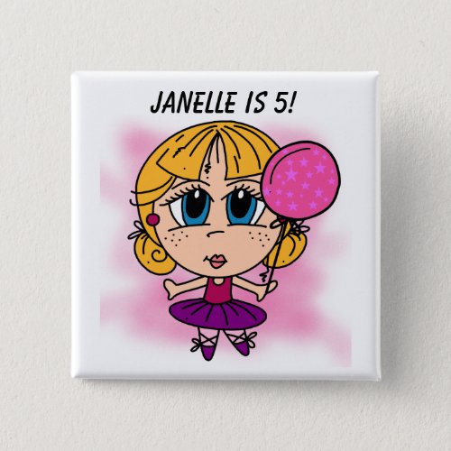 Customized Ballerina Birthday Button