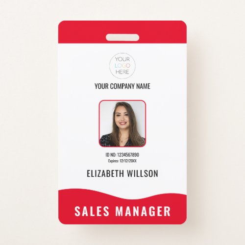 Customized Bar Code Logo Name Photo Employee ID Badge