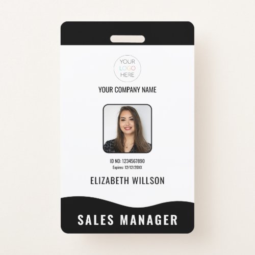 Customized Bar Code Logo Name Photo Employee ID Badge