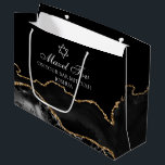 Customized Bar Mitzvah Mazel Tov Black Gold Large Gift Bag<br><div class="desc">Chic black and gold agate decorates the side of this elegant Bat or Bar Mitzvah gift bag. Mazel Tov! Customize it under the Star of David. Perfect present for a modern Jewish family.</div>