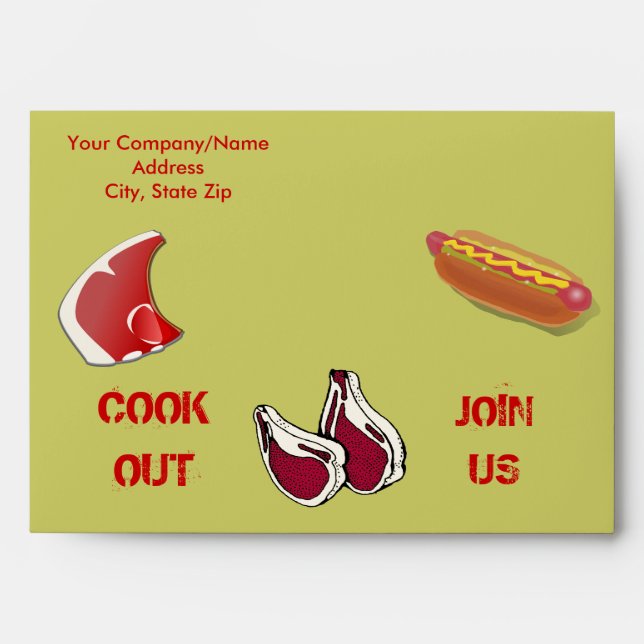 Customized Barbecue Save the Date Envelope (Front)