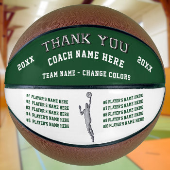 Customized Basketball Ball  Basketball Coach Gifts by LittleLindaPinda at Zazzle