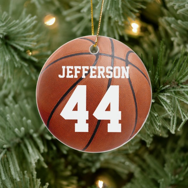 Customized Basketball Sports Name Number Ceramic Ornament (Tree)