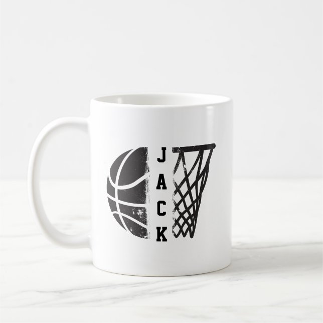 Customized Basketball with Your Name or Team  Coffee Mug (Left)
