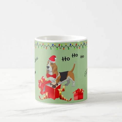 Customized Basset Hound Christmas Mug