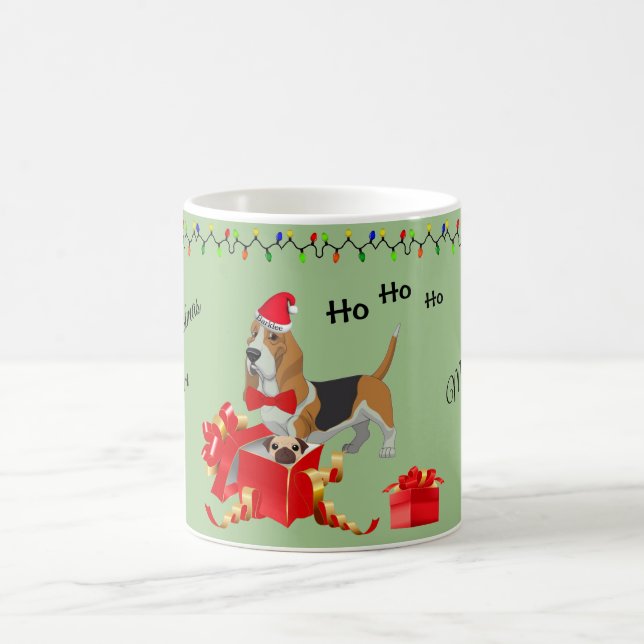Customized Basset Hound Christmas Mug (Center)