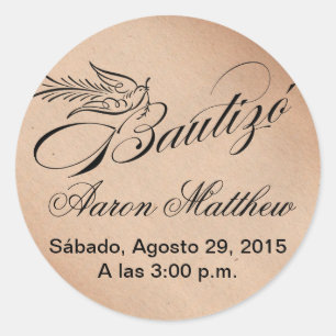 Customized Bautizo Baptism Classic Round Sticker