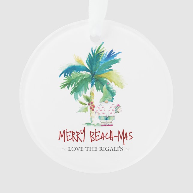 Customized Beach Christmas Ornaments (Front)