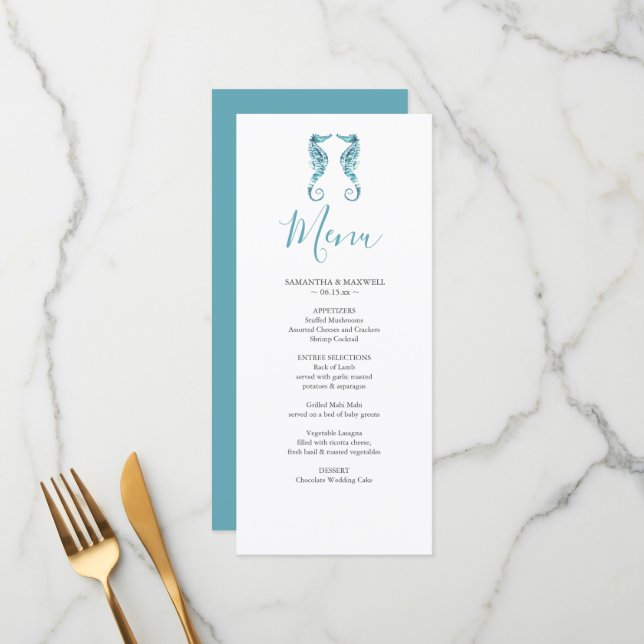 Customized Beach Wedding Menu Card (Front/Back In Situ)