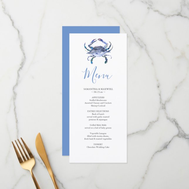 Customized Beach Wedding Menu Card (Front/Back In Situ)