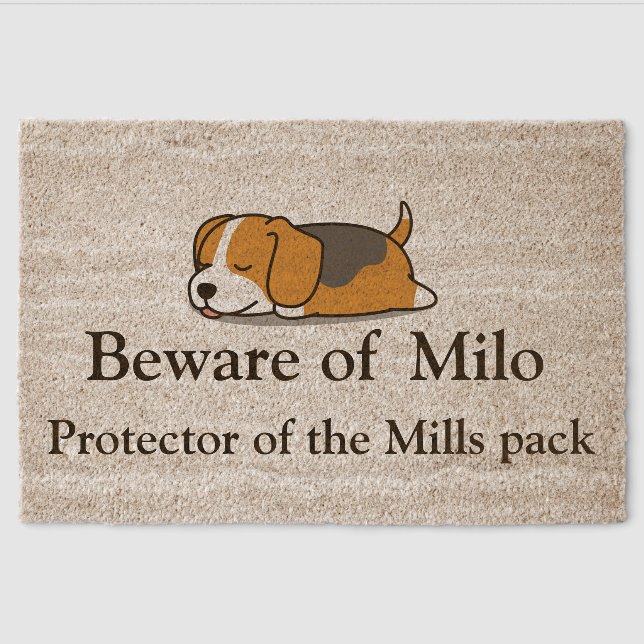 Customized Beagle dog name Coir Mat (Front)