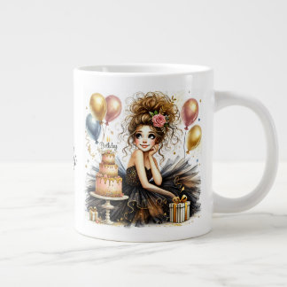 Customized Beautiful Birthday Girl Giant Coffee Mug
