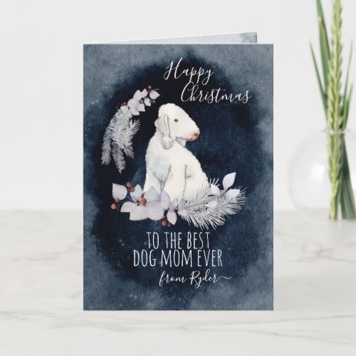 Customized Bedlington Terrier Mom Christmas  Holiday Card