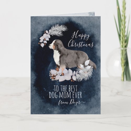 Customized Bernese Mountain Dog Mom Christmas Holiday Card