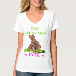 Customized BEST BUNNY MOM EVER Simply Cute V-neck T-Shirt