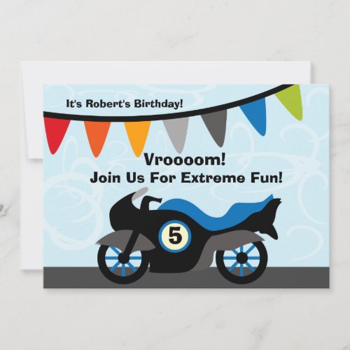 Customized Biker Motorcycle Birthday Invitations